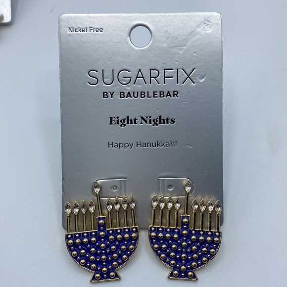 NWT Sugarfix by Baublebar Happy Hanukkah / Eight Nights Menorah Earrings - Picture 2 of 5